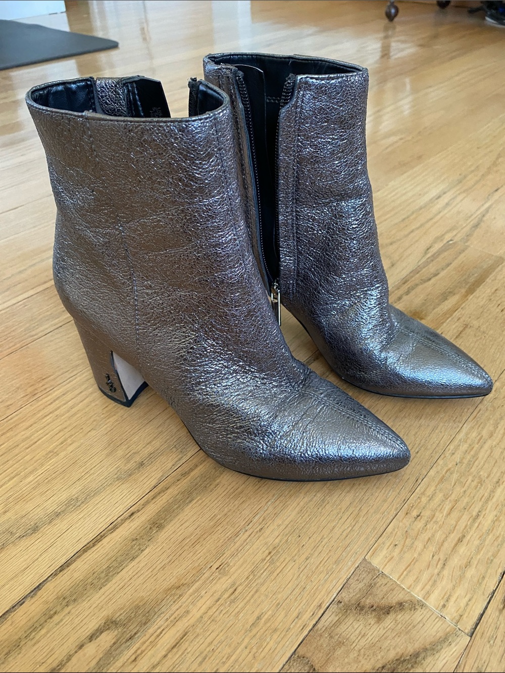 Sam Edelman Booties Metallic Gray